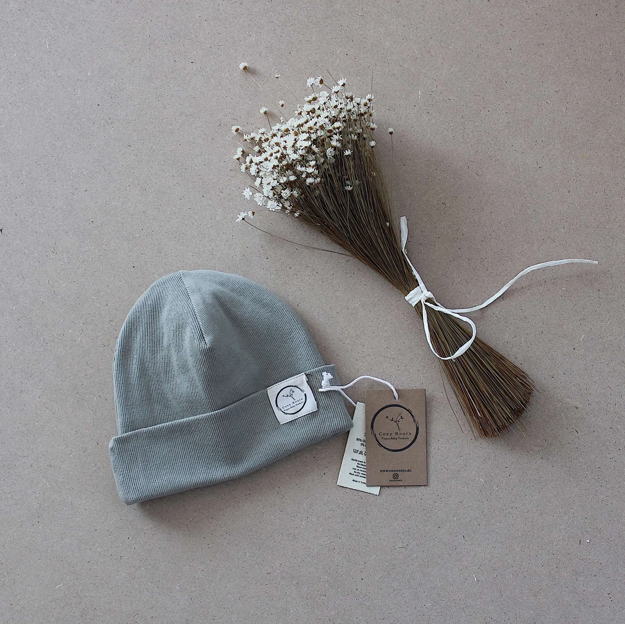 Organic Rib Beanie - Khaki