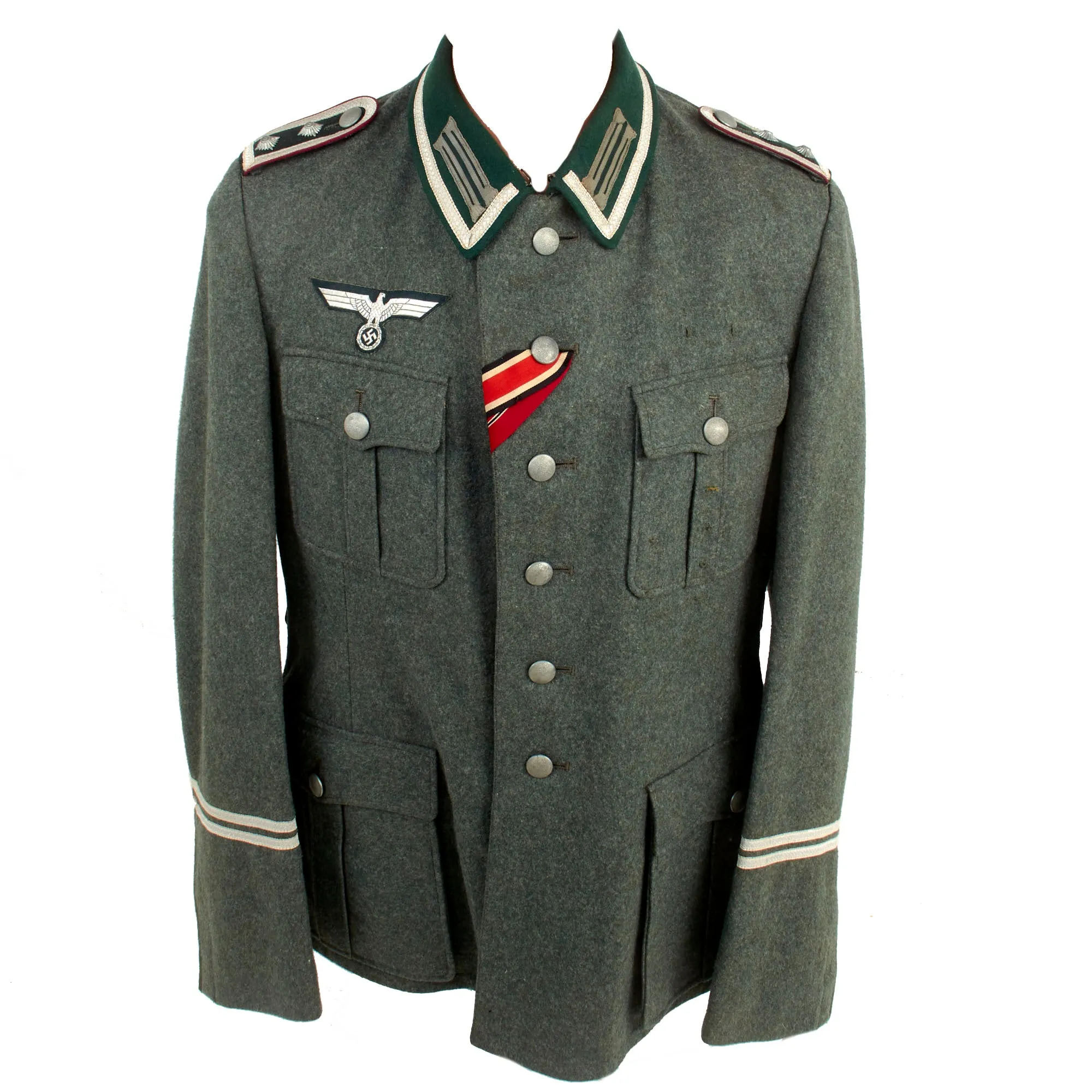 Original German WWII Heer Army Smoke & Chemical Troops Hauptfeldwebel NCO M36 Field Tunic with EKII & Eastern Medal Ribbons