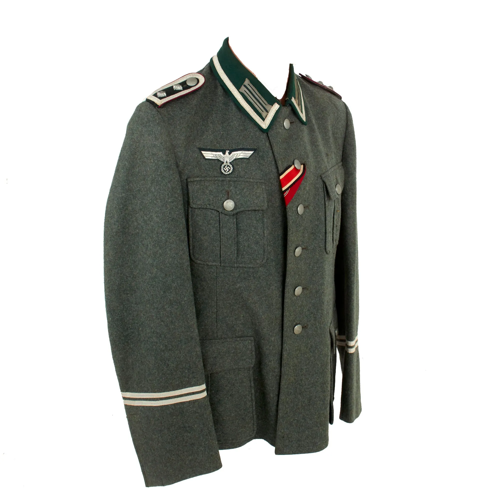 Original German WWII Heer Army Smoke & Chemical Troops Hauptfeldwebel NCO M36 Field Tunic with EKII & Eastern Medal Ribbons