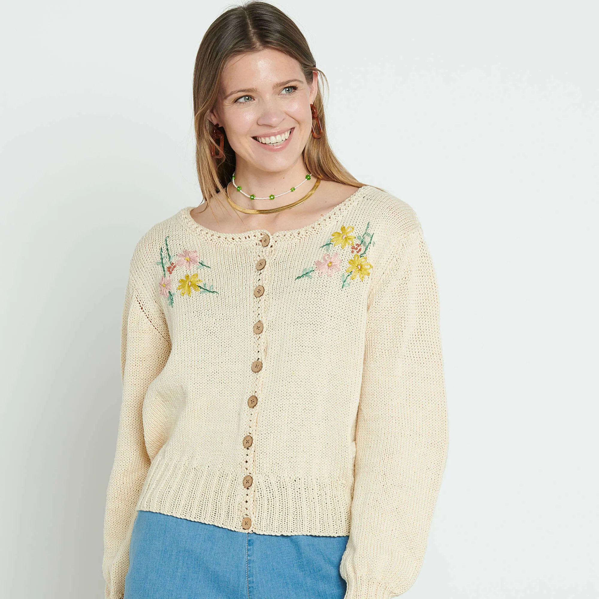 Patons Embroidered Knit Cardigan