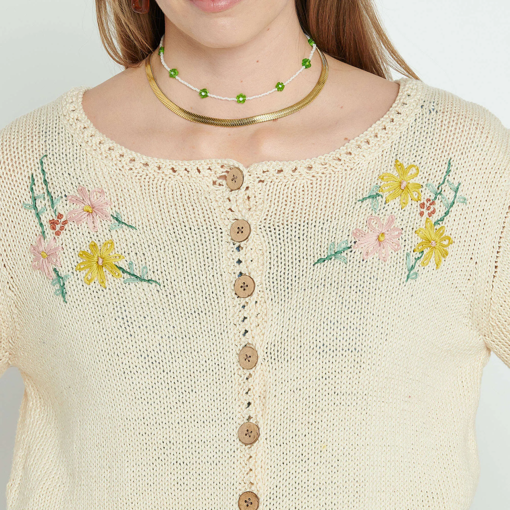 Patons Embroidered Knit Cardigan