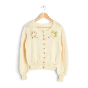 Patons Embroidered Knit Cardigan