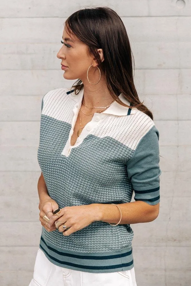 Penny Color Block Collared Top