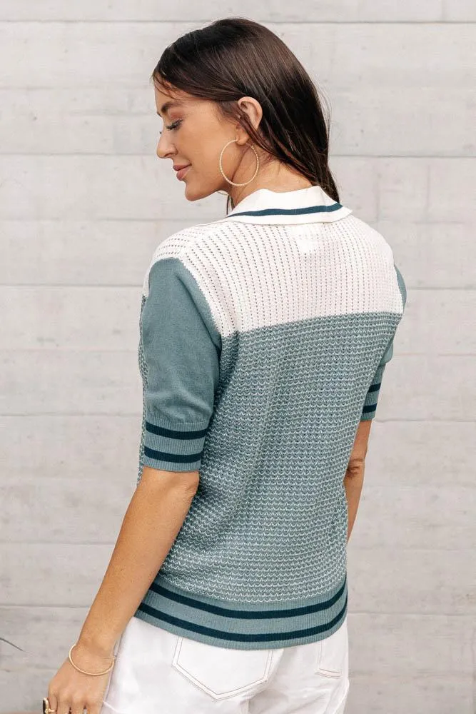 Penny Color Block Collared Top