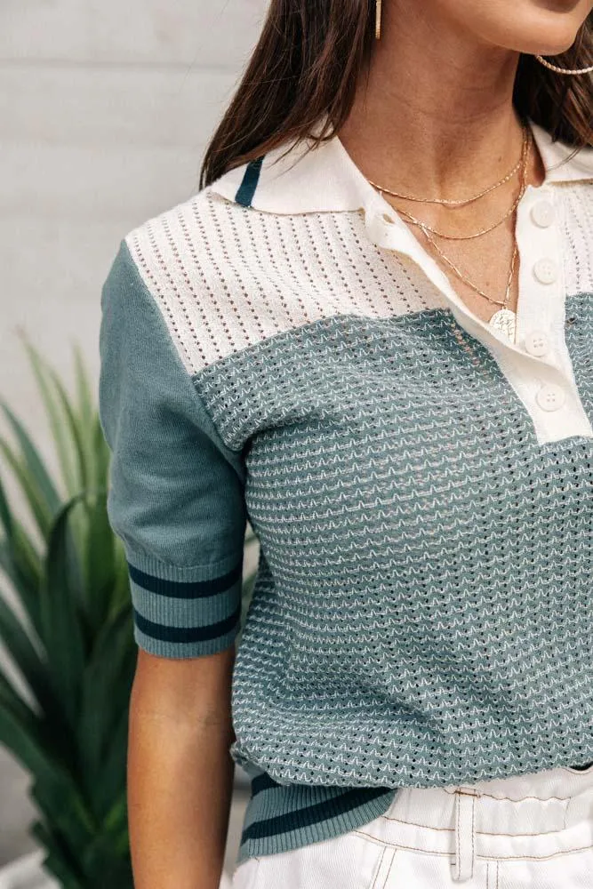 Penny Color Block Collared Top