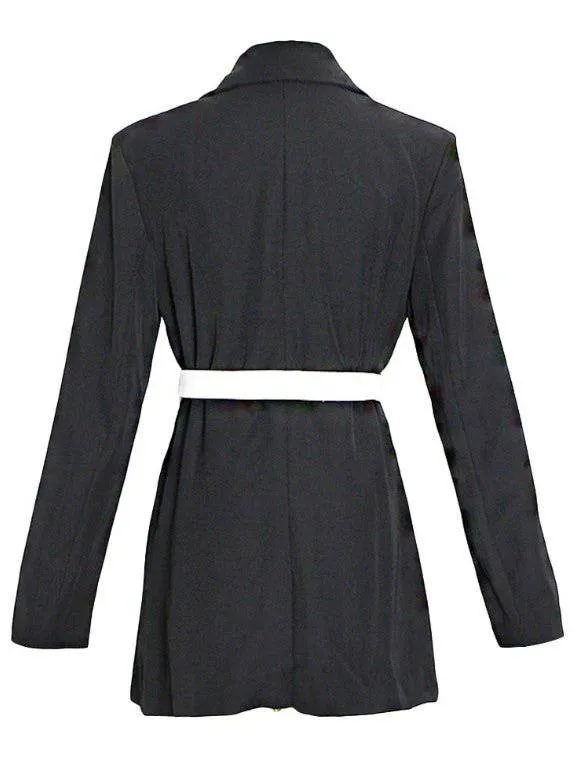 Pepper Contrast-Panel Blazer with Belt