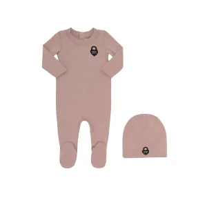 Pink Baby Heart Logo Footie