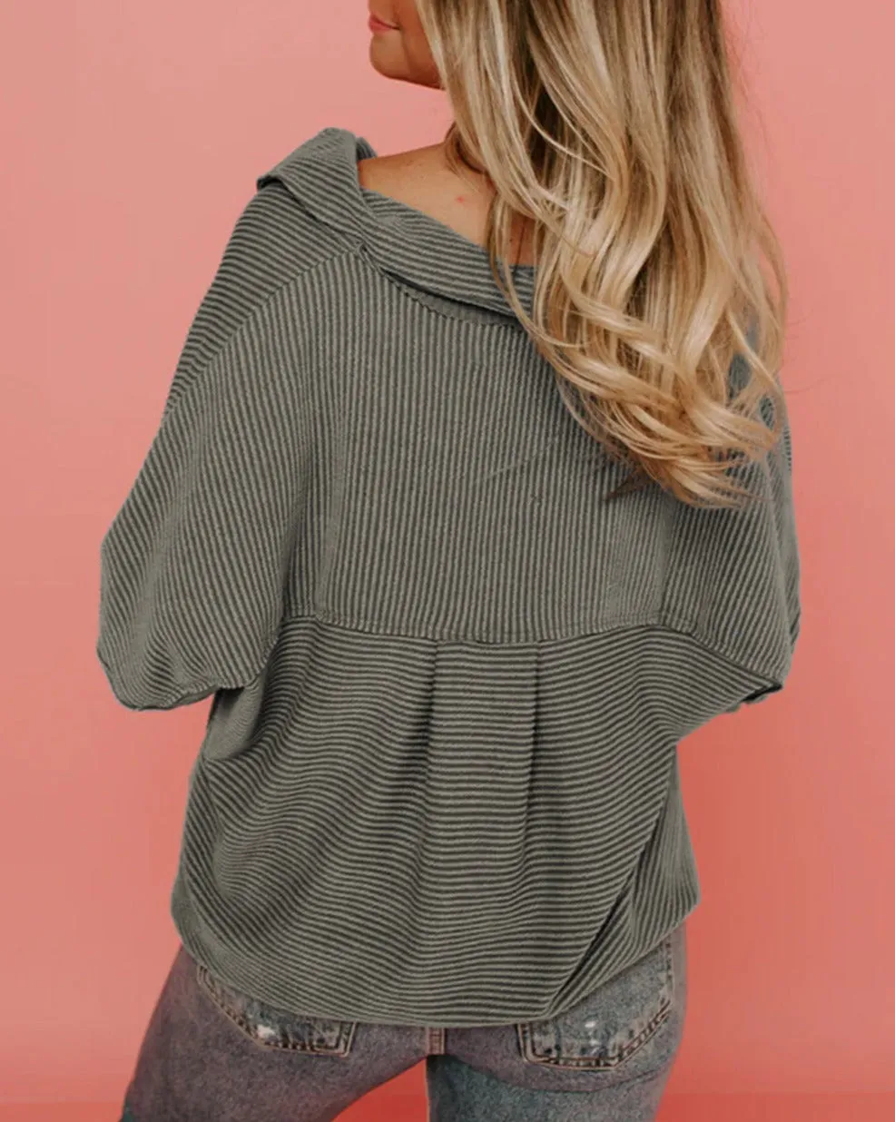 Pinstripe Oversized Button Front Shacket