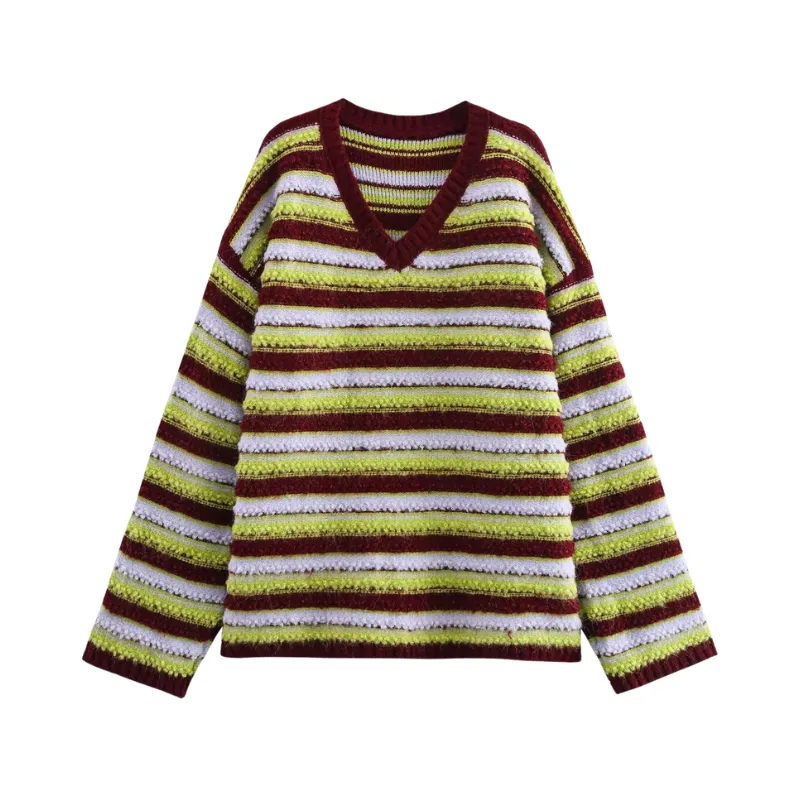 Pre Order: Retro Contrasting Striped Knit Sweater