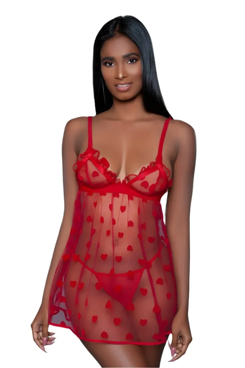 Red Hearts Valentine Babydoll