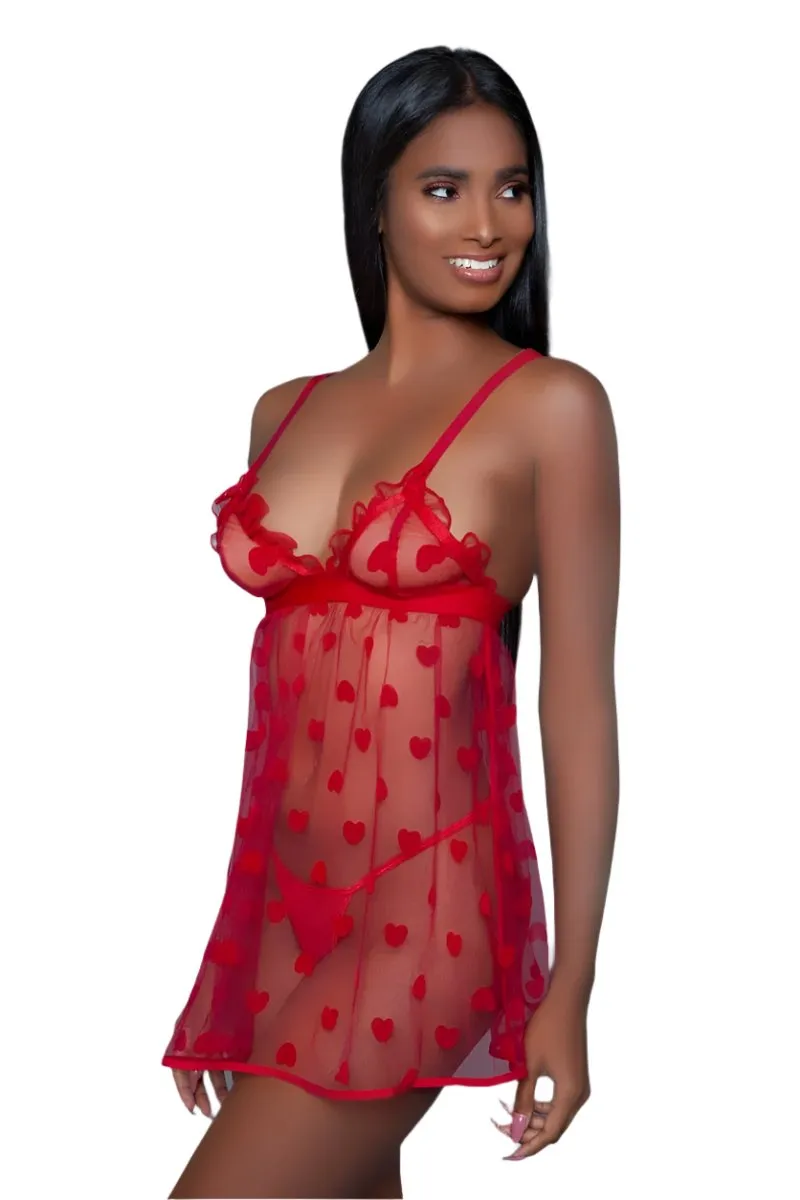 Red Hearts Valentine Babydoll