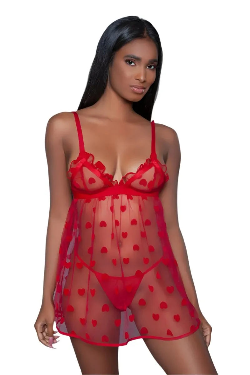 Red Hearts Valentine Babydoll