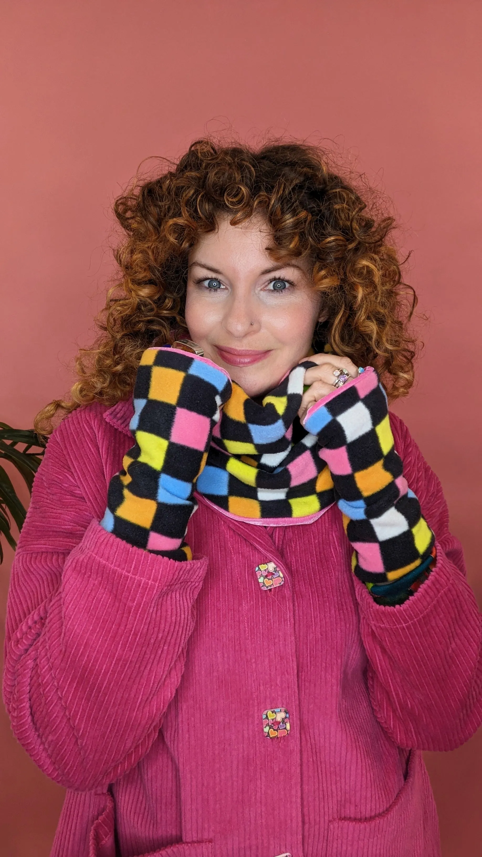 Reversible Hand Warmers in Liquorice Allsorts Print