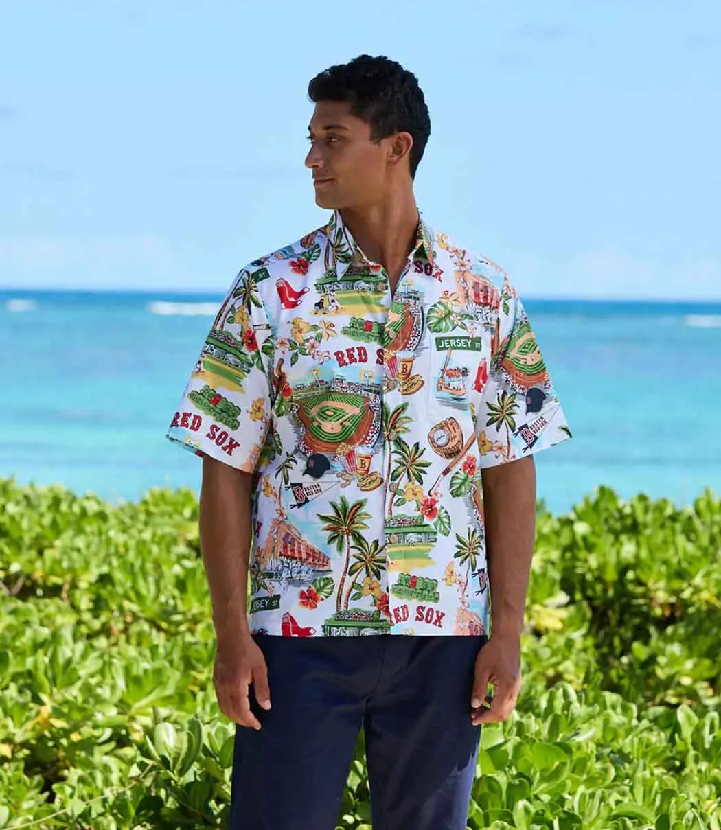 Reyn Spooner Men's Boston Red Sox MLB Classic Fit Scenic Hawaiian Shirt