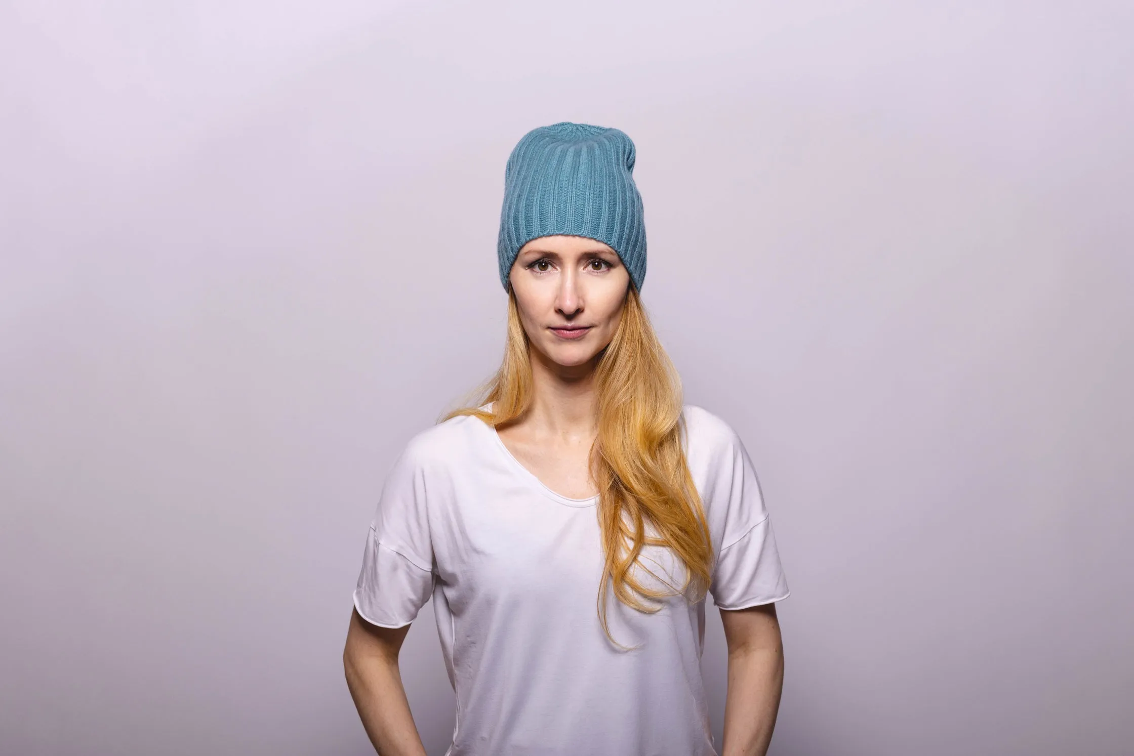 Ribbed Seafoam Cashmere Hat