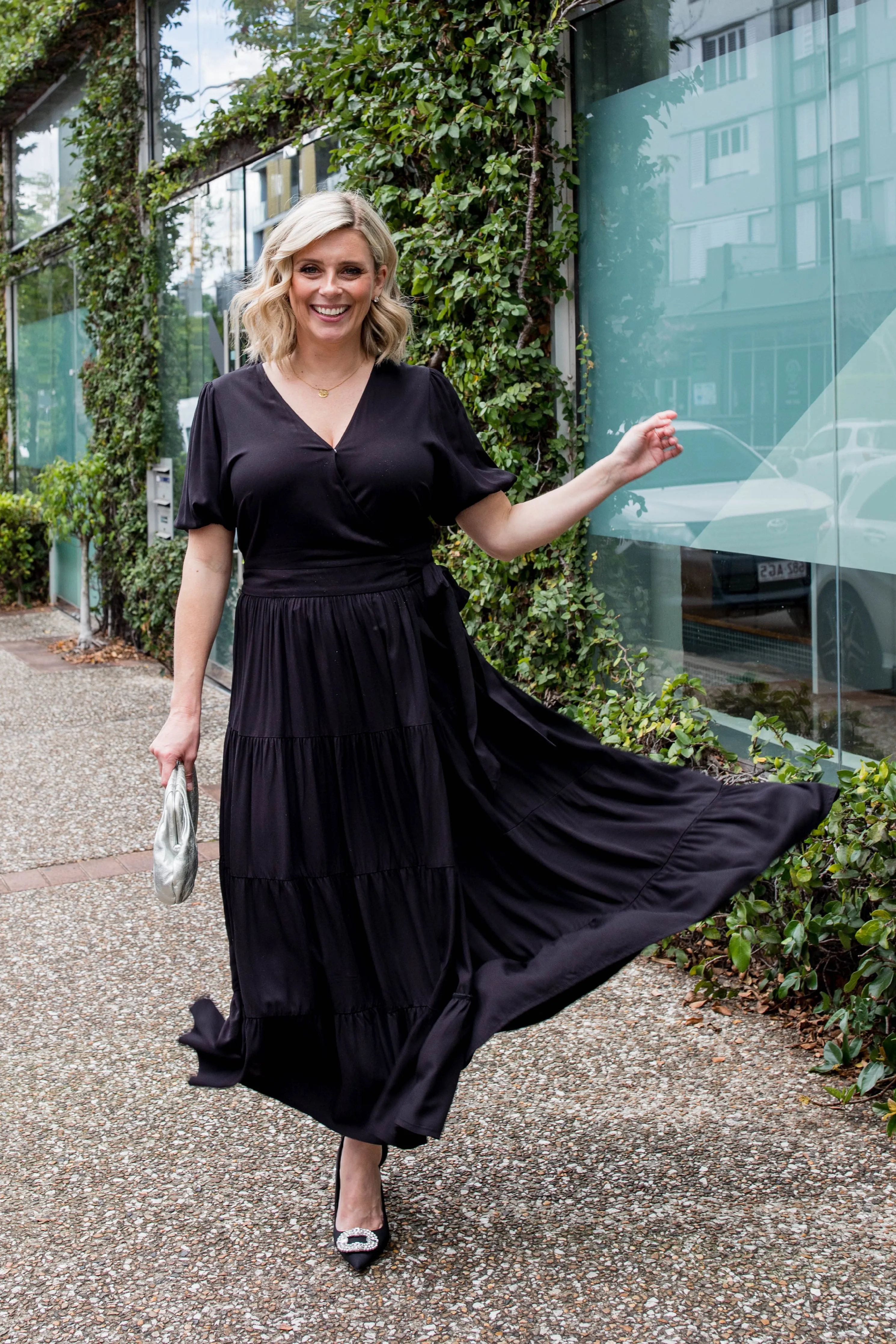 Ruffle Wrap Dress | Black | FINAL SALE