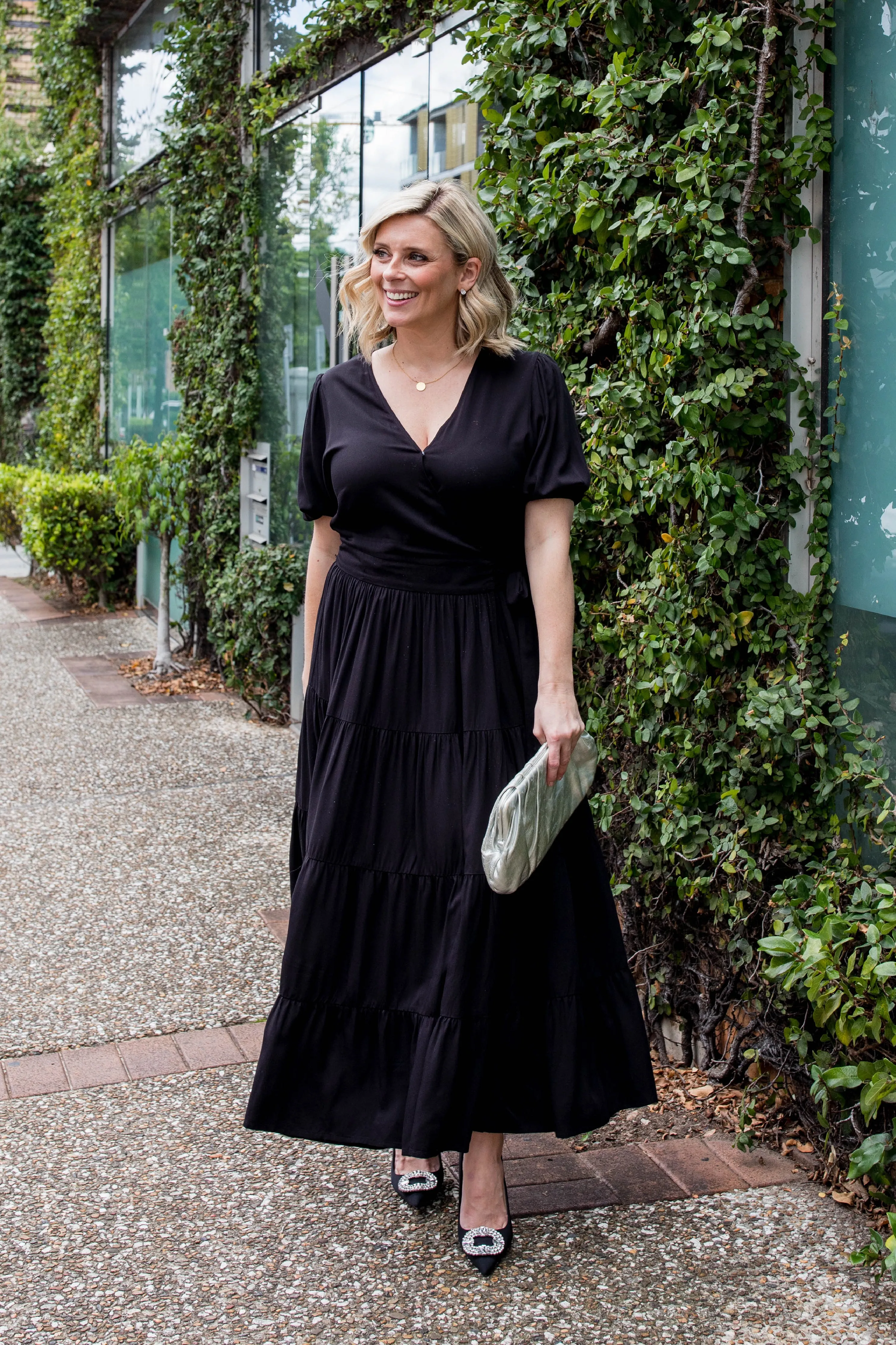 Ruffle Wrap Dress | Black | FINAL SALE