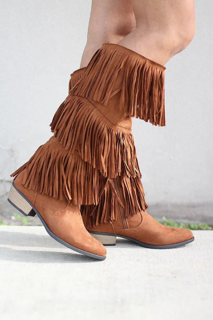 Rust Fringe Boots