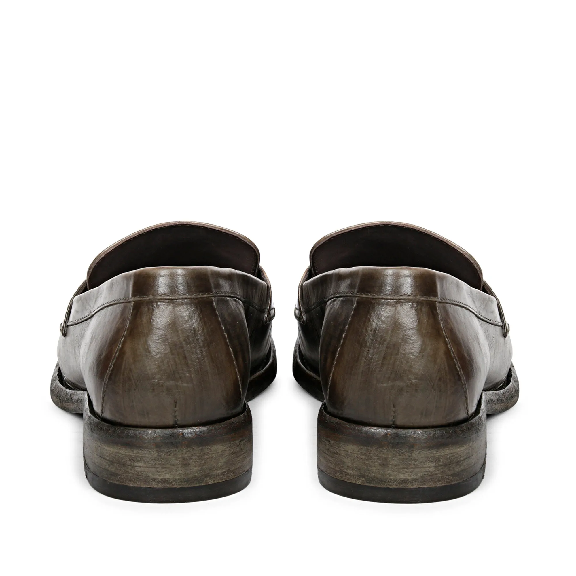 Saint Micola Khaki Leather Moccasins