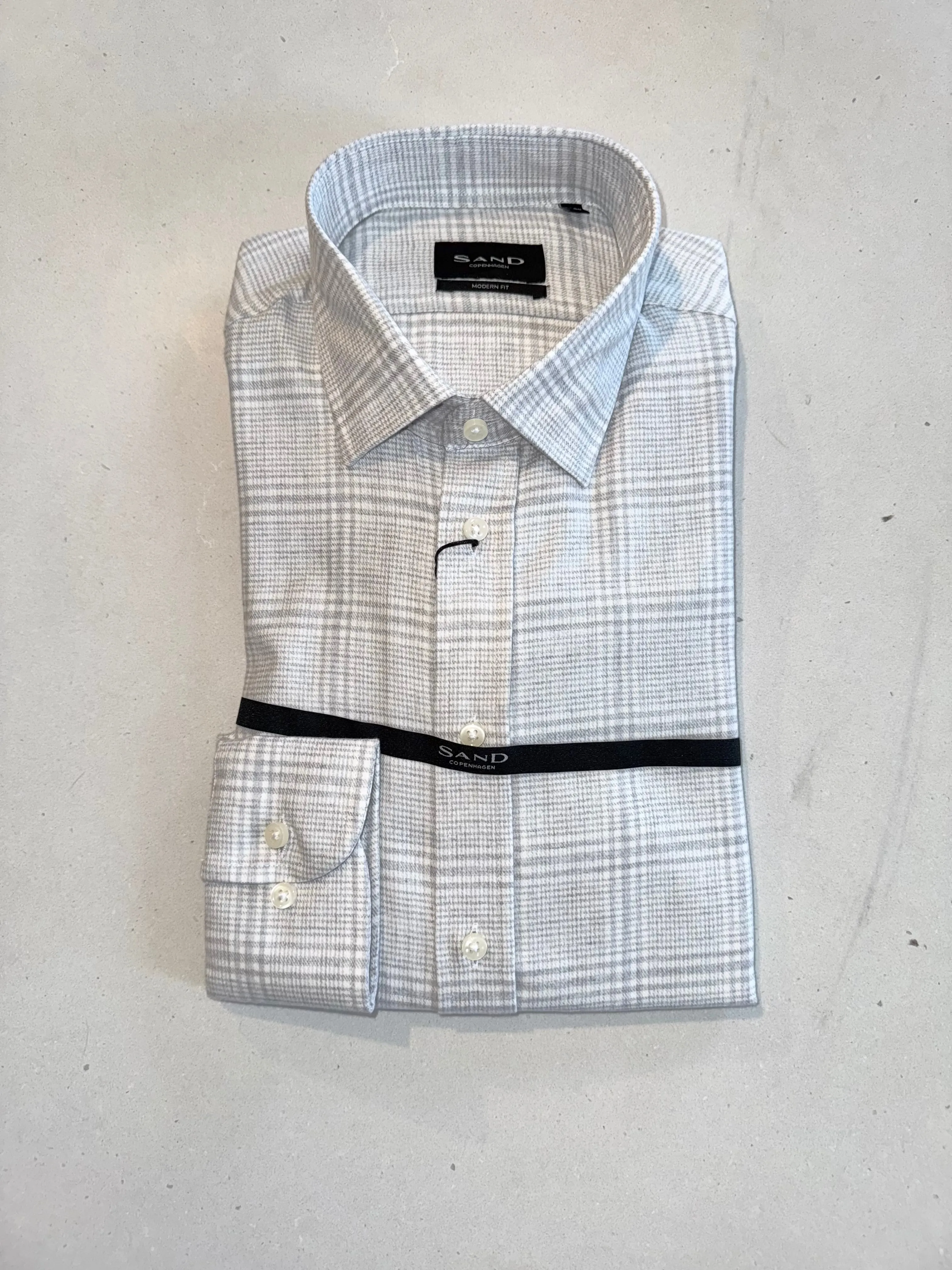 SAND Check Shirt White Grey