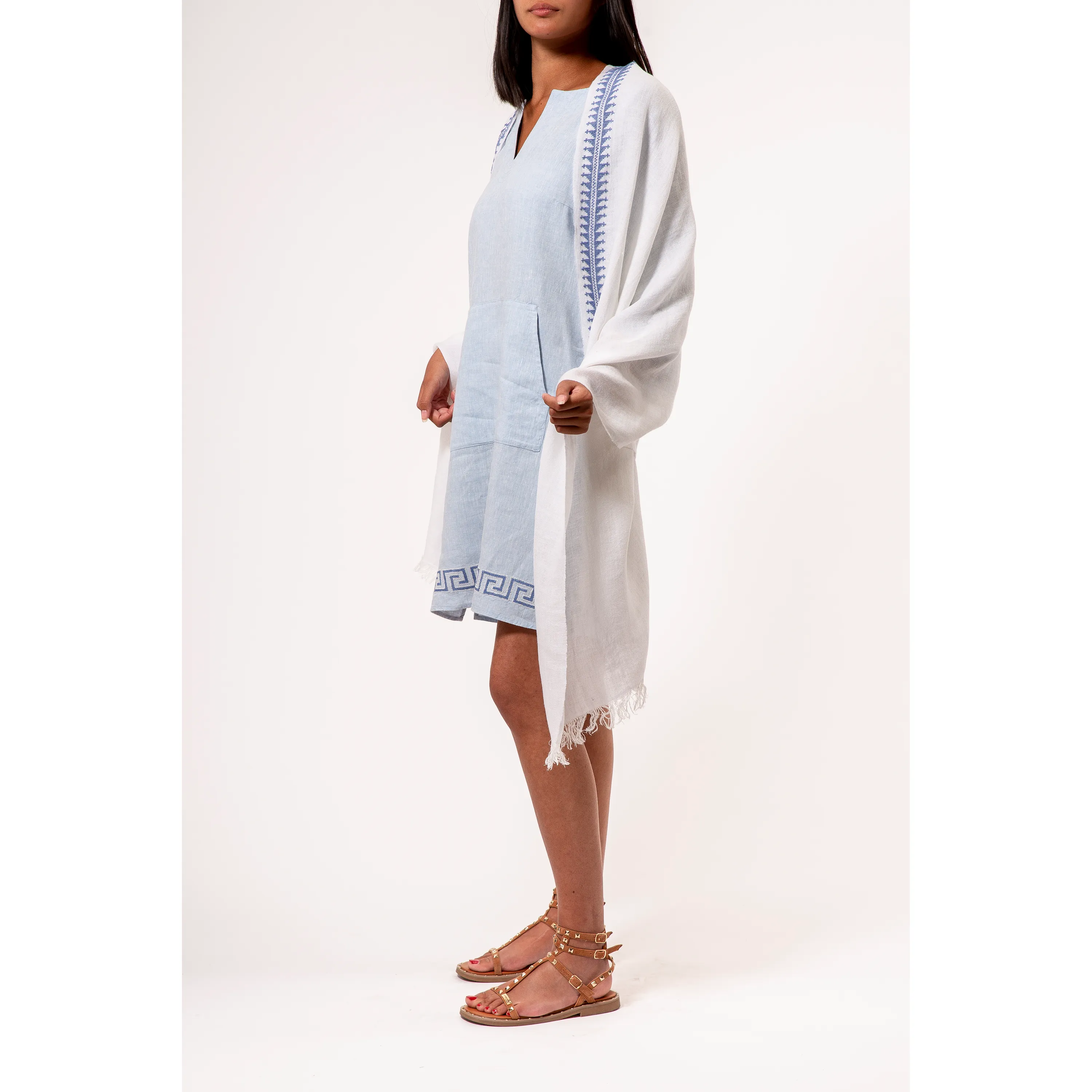 SHORT LINEN TUNIC DRESS GRECA