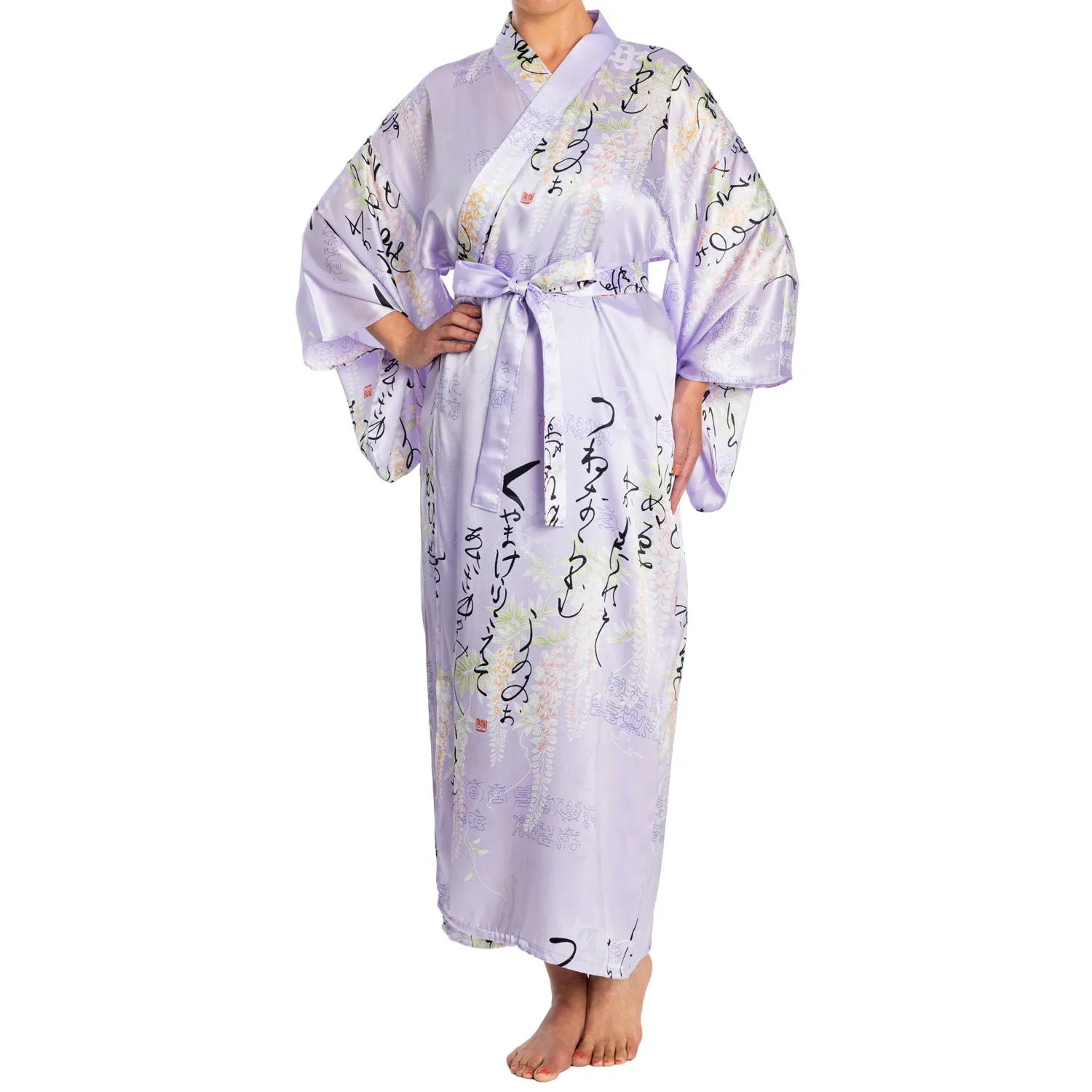 Silk Life Poem Long Lilac Japanese Yukata