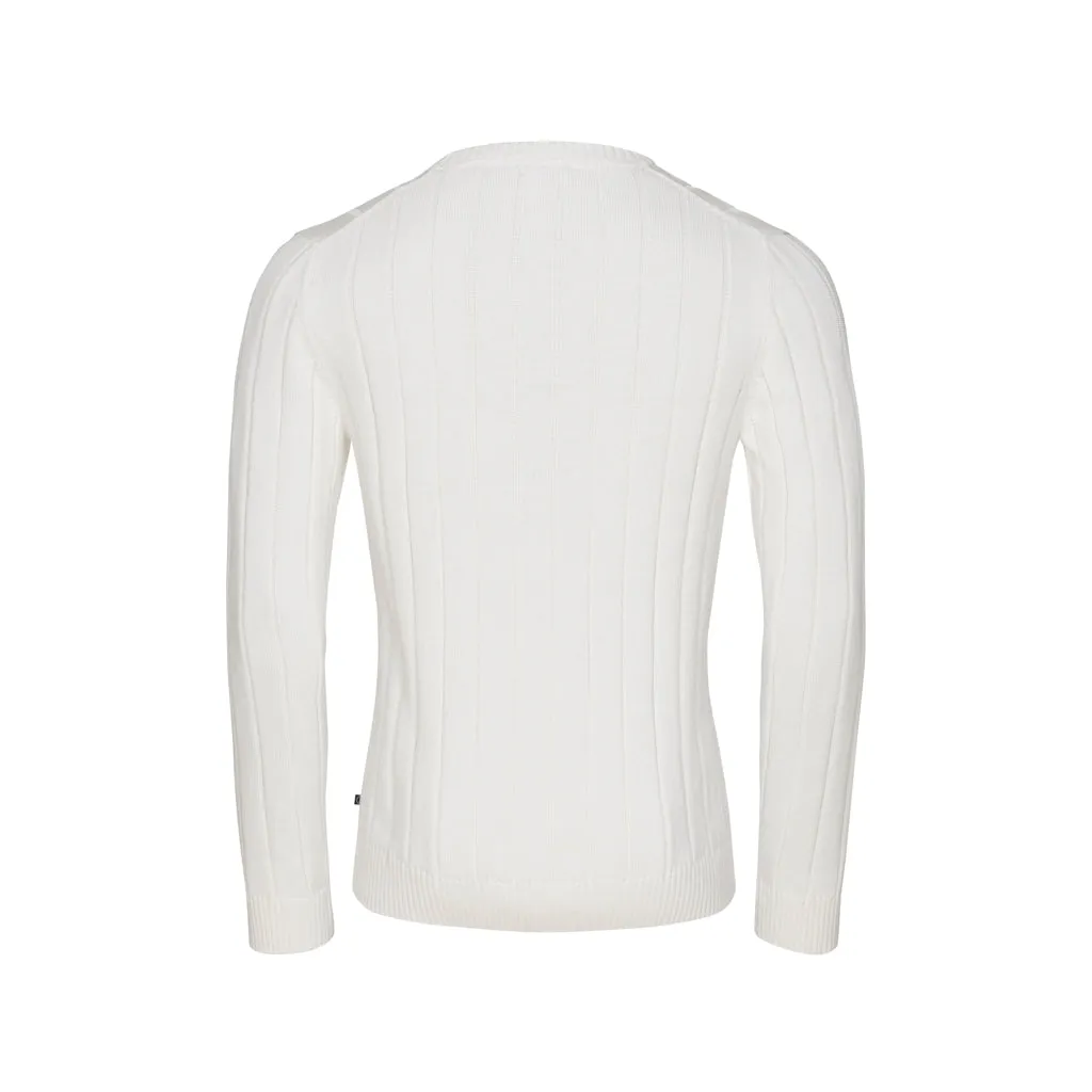 Simon Ribbed Long Sleeve Sweater - Pearl