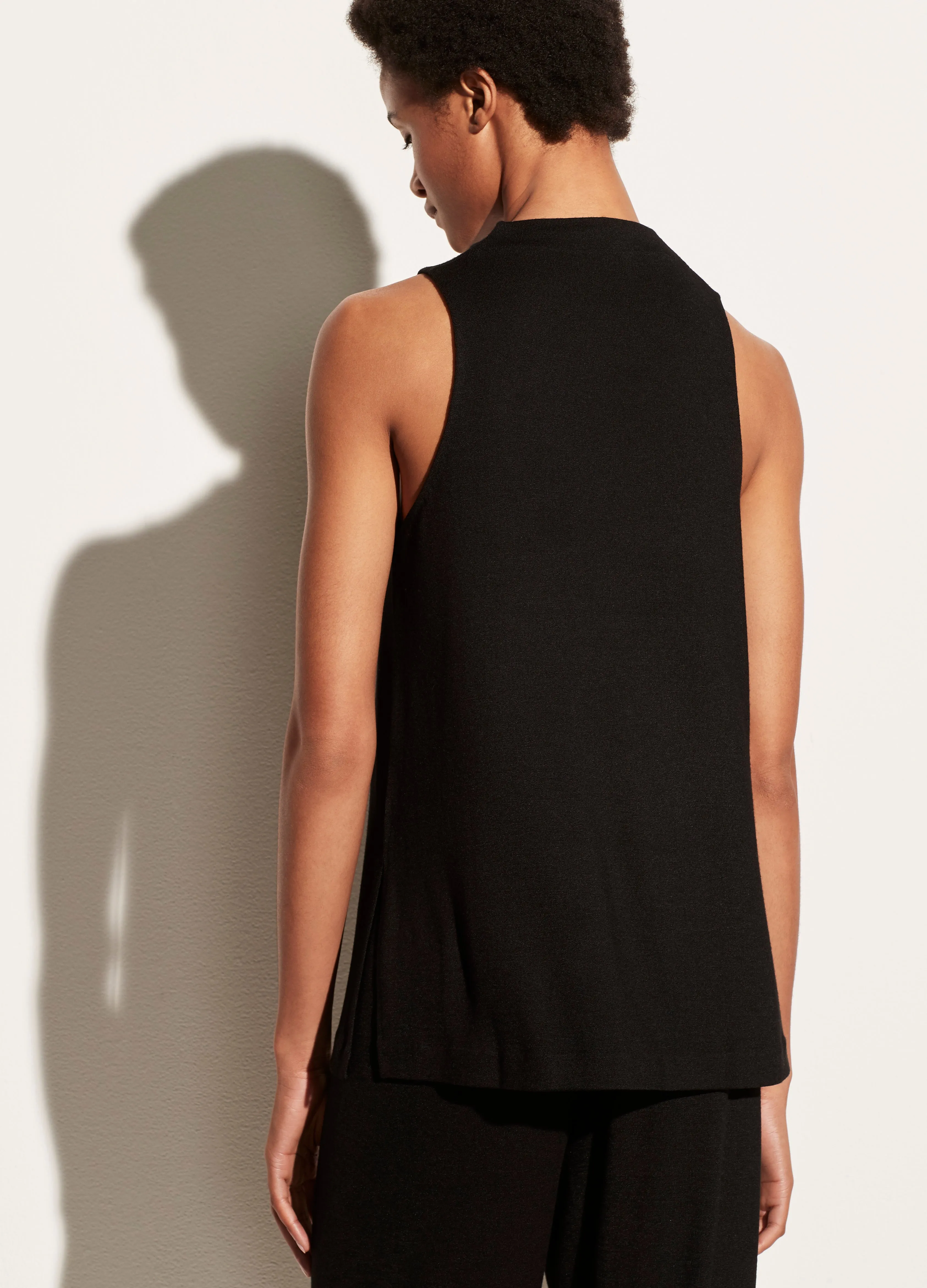 Sleeveless Funnel Neck Tunic in Black