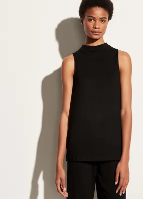 Sleeveless Funnel Neck Tunic in Black