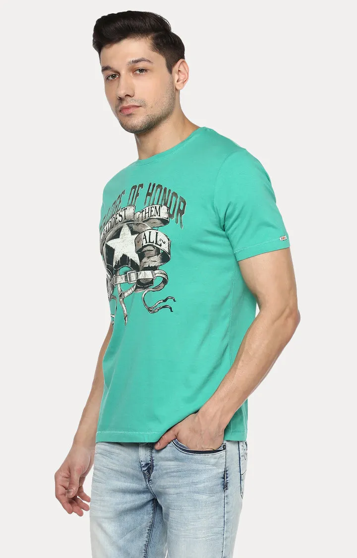 Spykar Men Green Printed Slim Fit T-Shirt