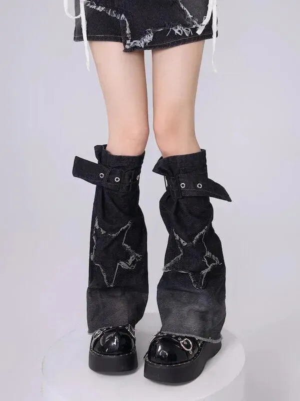 Star Vintage Flared Jeans Denim Leg Warmer | Gothic Punk Outfits