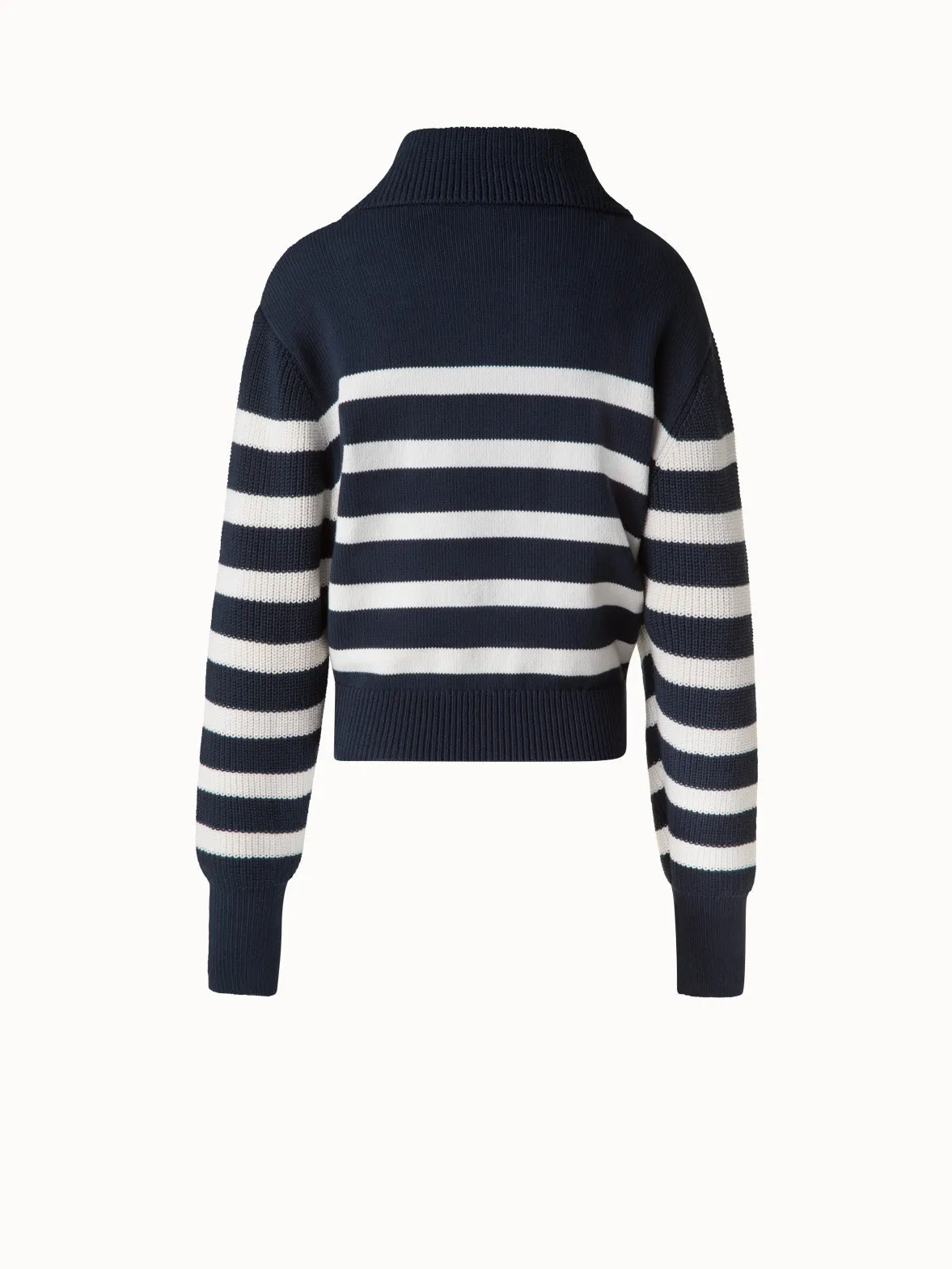 Striped Marine Style Sweater with Sailor Collar