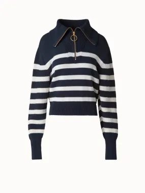 Striped Marine Style Sweater with Sailor Collar