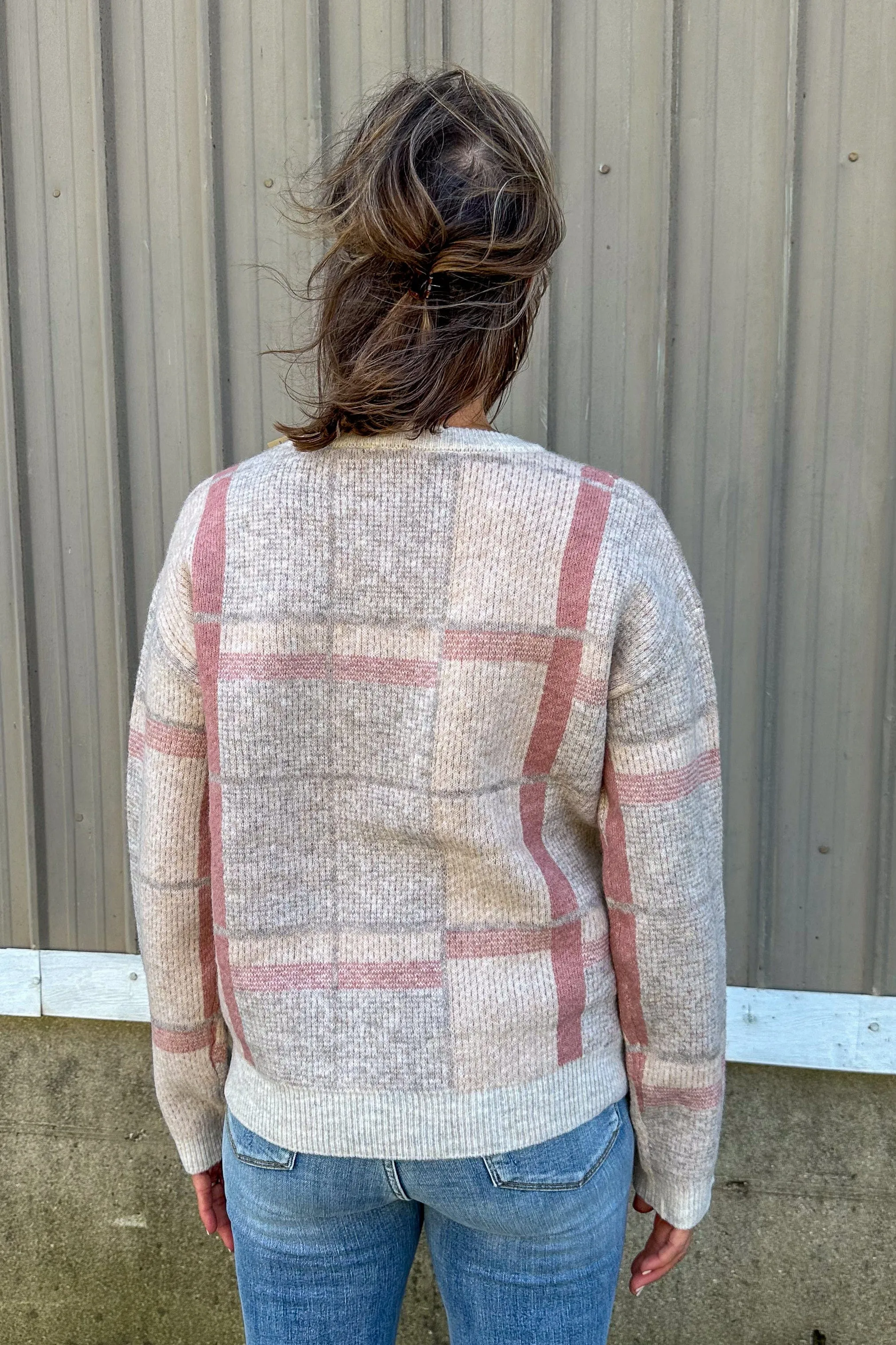 Taupe Checked Sweater