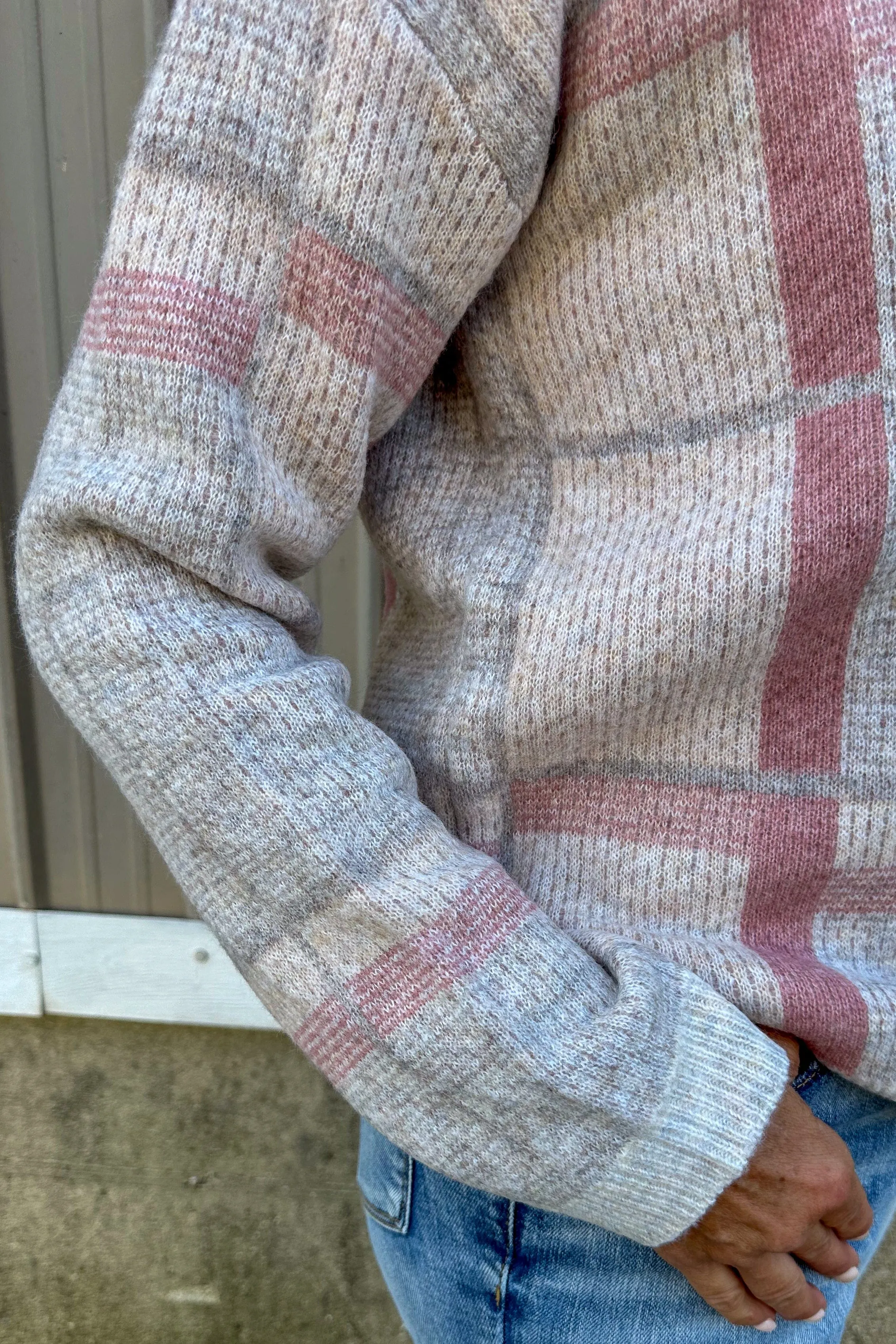 Taupe Checked Sweater