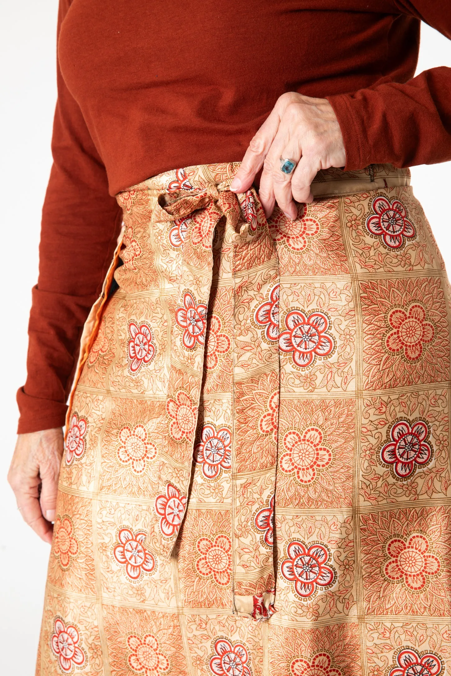 Tea Length Sari Silk Wrap Skirt