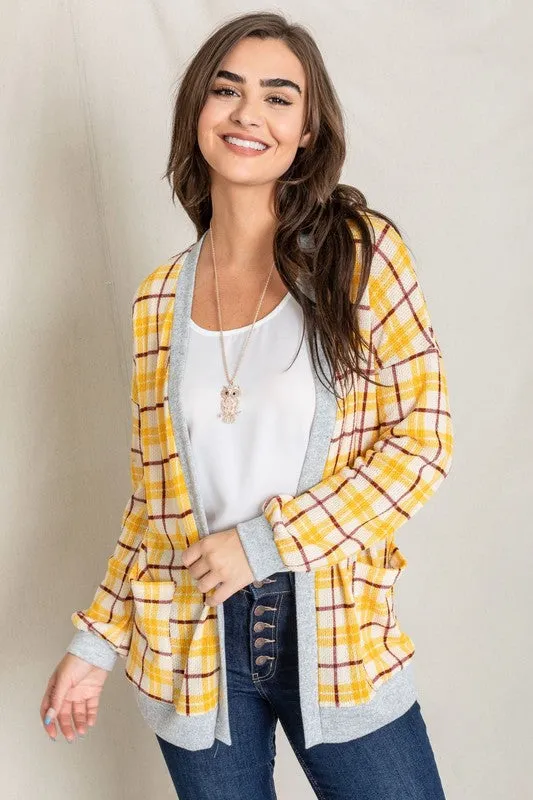 TEEK - Knit Plaid Slouch Cardigan