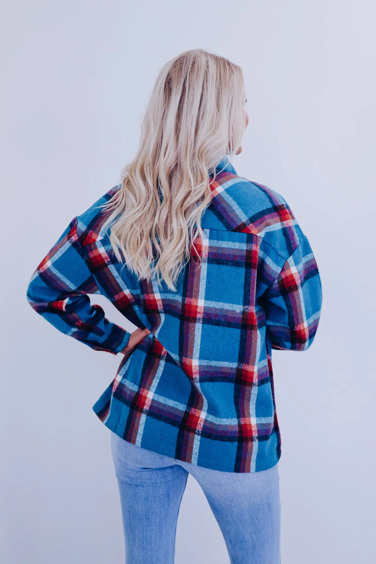 The Perfect Plaid Shacket - Blue Teal