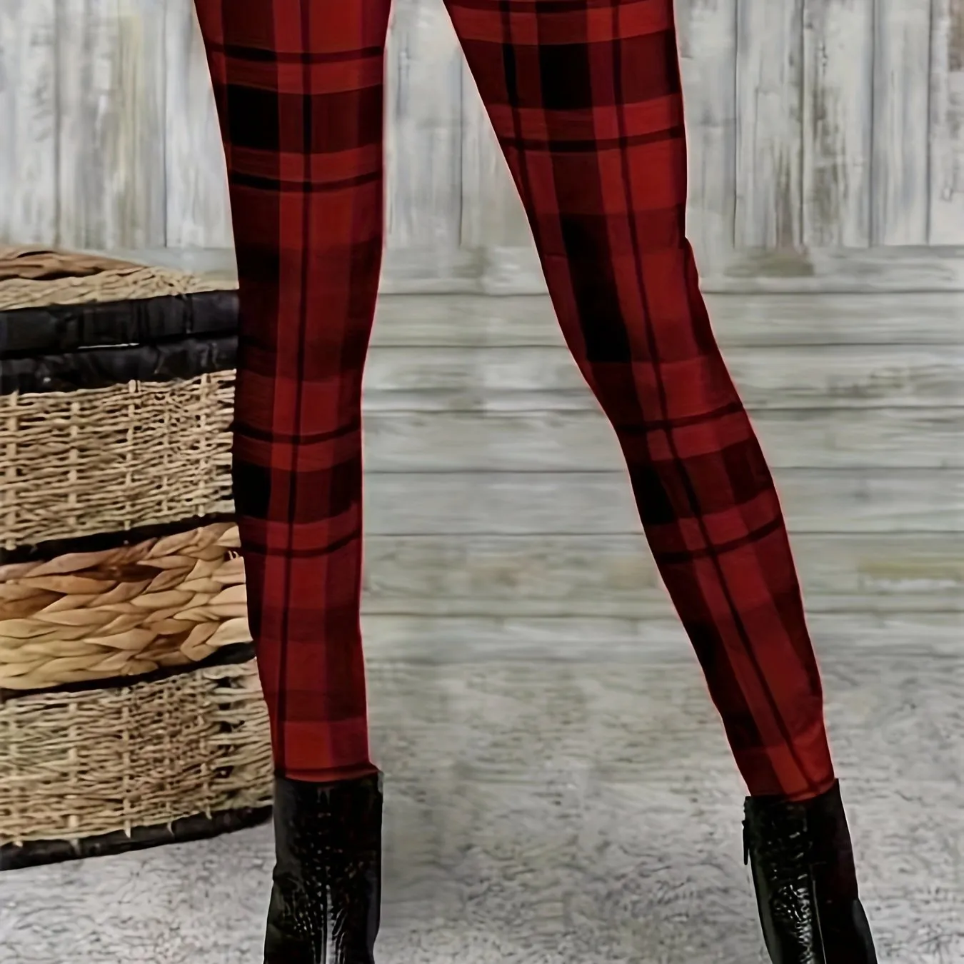 Trendy Plaid Skinny Leggings for Stylish Women Everyday Comfort