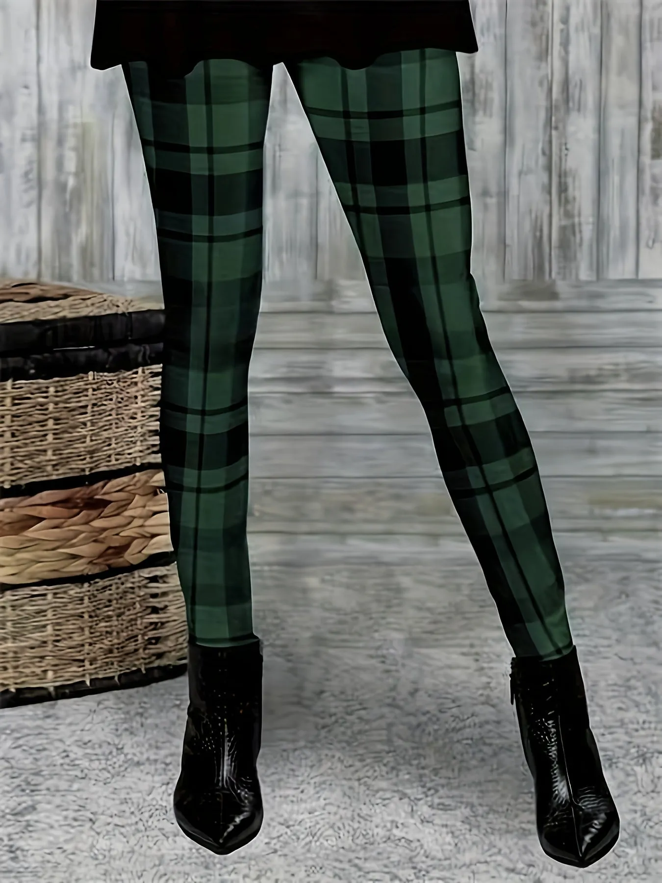 Trendy Plaid Skinny Leggings for Stylish Women Everyday Comfort