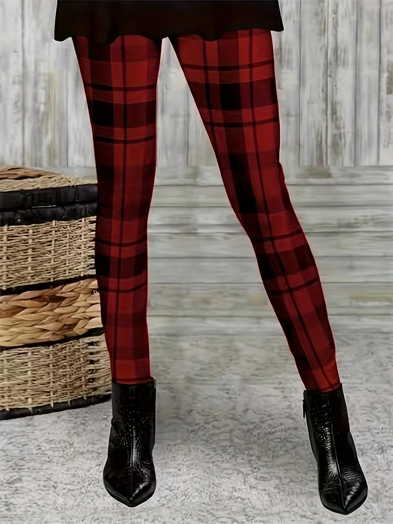 Trendy Plaid Skinny Leggings for Stylish Women Everyday Comfort