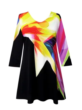 Valentina Splash V-Neck Tunic in Yellow Multi - 32112-TU