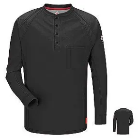 VF Imagewear Bulwark IQ X-Large Black 5.3 Ounce 69% Cotton 25% Polyester 6% Polyoxadiazole Men's Long Sleeve Flame Resistant Henley Shirt With Concealed Pencil Stall And Chest Pocket