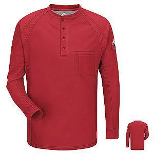 VF Imagewear Bulwark IQ X-Large Red 5.3 Ounce 69% Cotton 25% Polyester 6% Polyoxadiazole Men's Long Sleeve Flame Resistant Henley Shirt With Concealed Pencil Stall And Chest Pocket