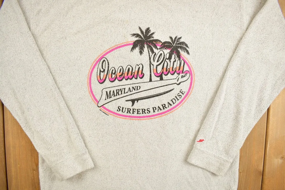 Vintage 1990s Ocean City Maryland Surfer Crewneck Sweatshirt