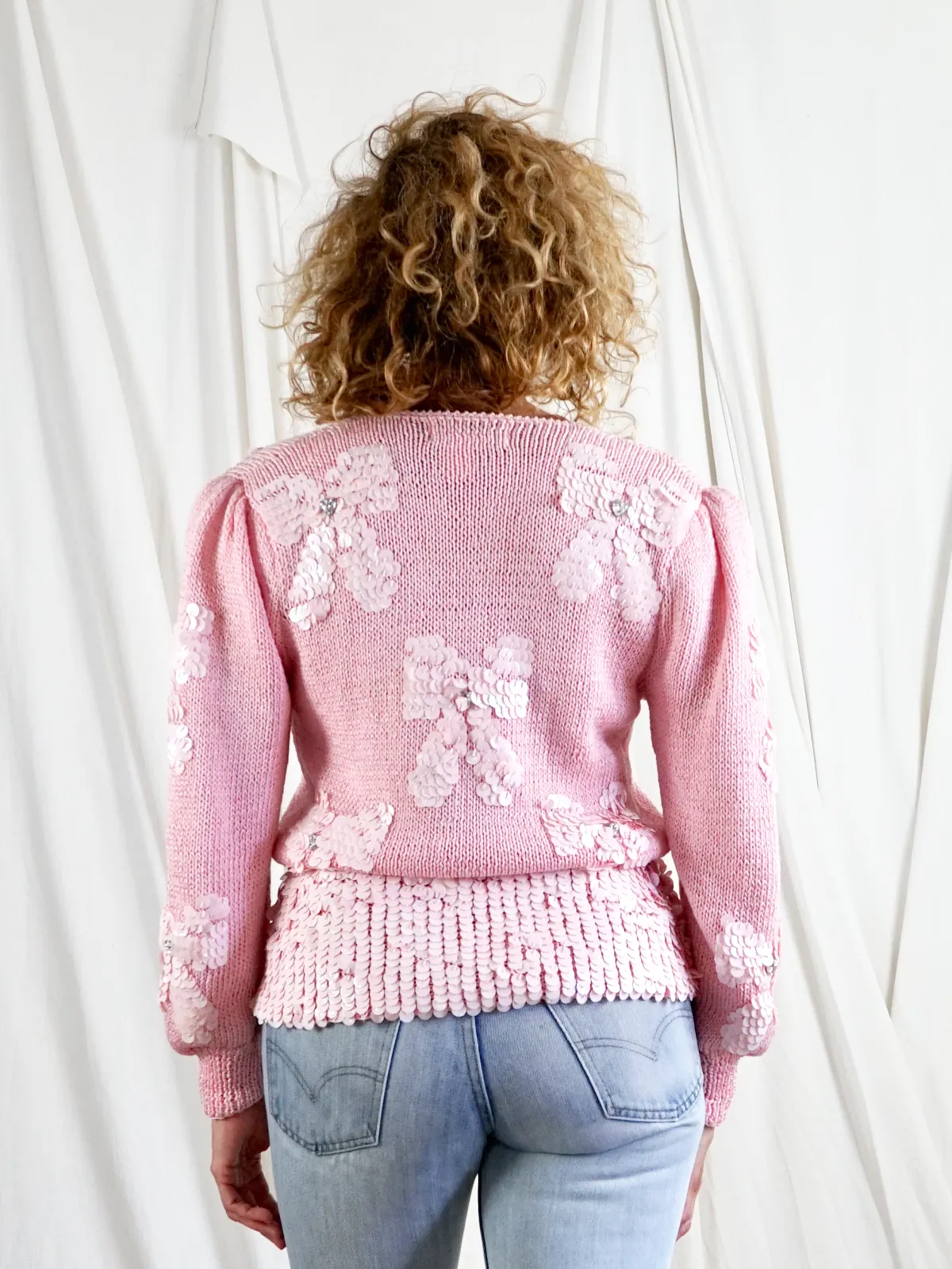 Vintage Pink Sweetheart Bow Sweater