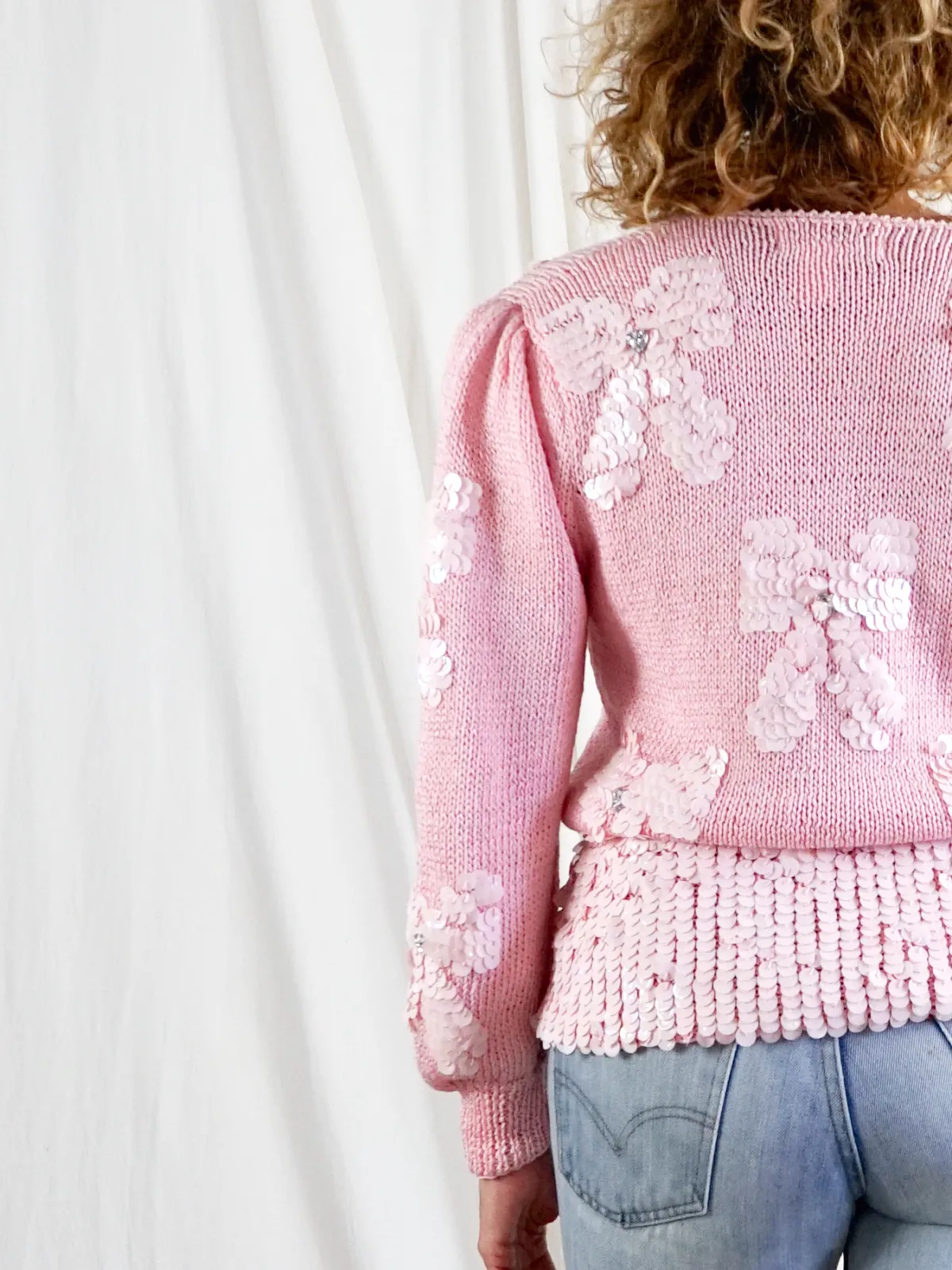 Vintage Pink Sweetheart Bow Sweater