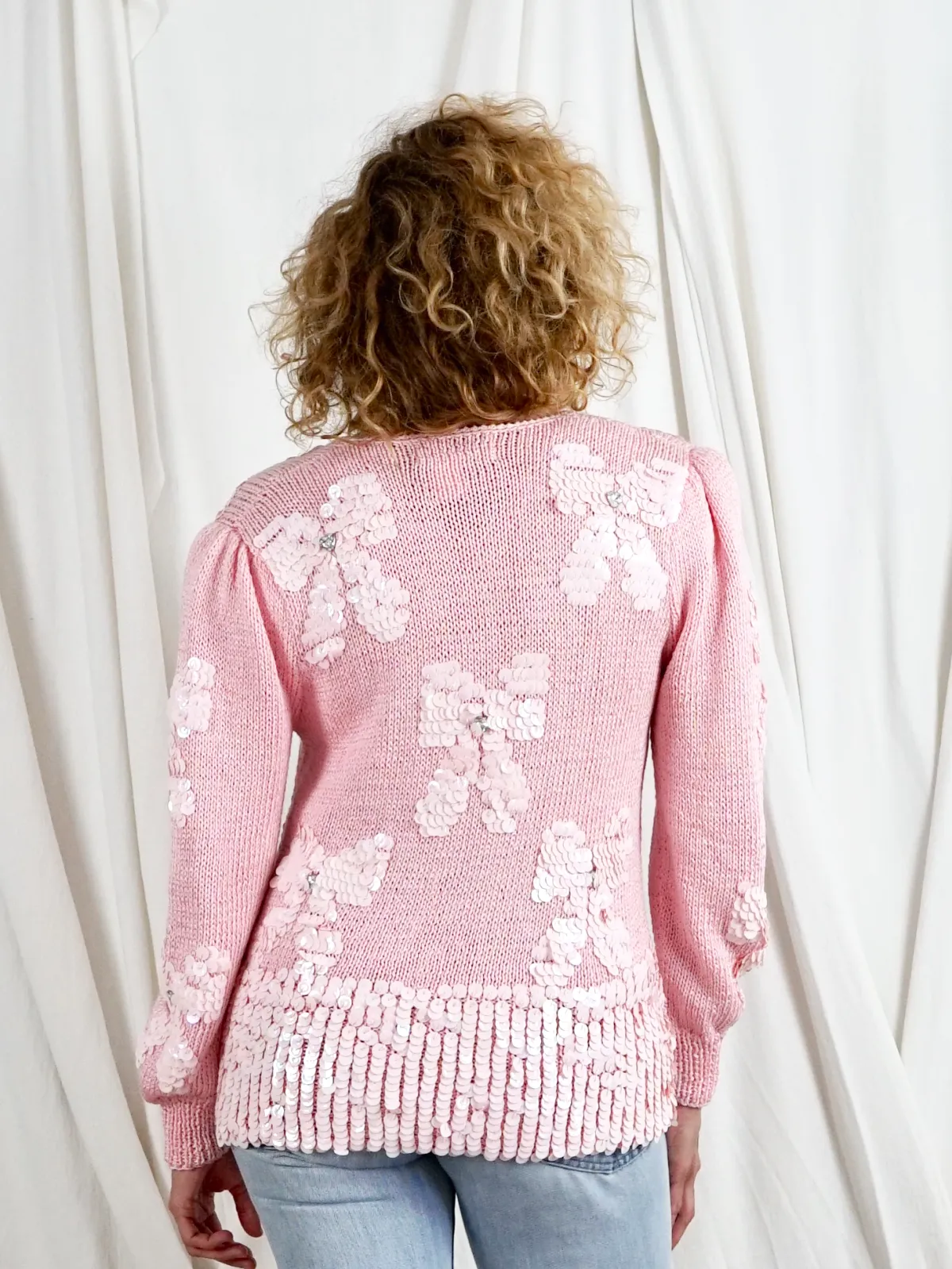 Vintage Pink Sweetheart Bow Sweater