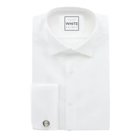 White Egyptian Cotton Non Iron Tuxedo Shirt, Wing Tip Collar and French Cuffs