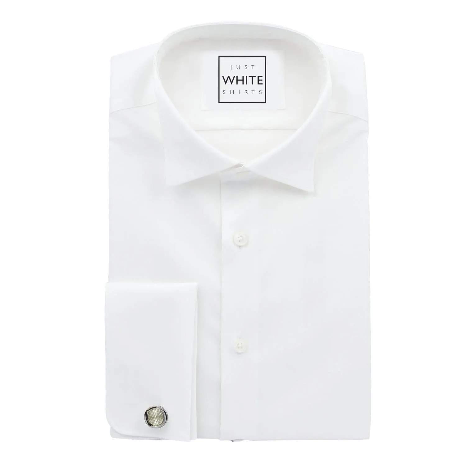 White Egyptian Cotton Non Iron Tuxedo Shirt, Wing Tip Collar and French Cuffs